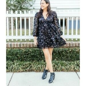Victoria Dunn Sequin Holiday Dress Solid Black – Size Small (NWT)
